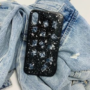 iPhone XS Max Case Black 3D Confetti Print Cover